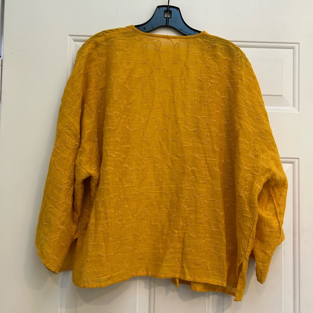 Lucky Brand Golden Yellow BoHo Embroidered Open Jacket O/S - Picture 4 of 5